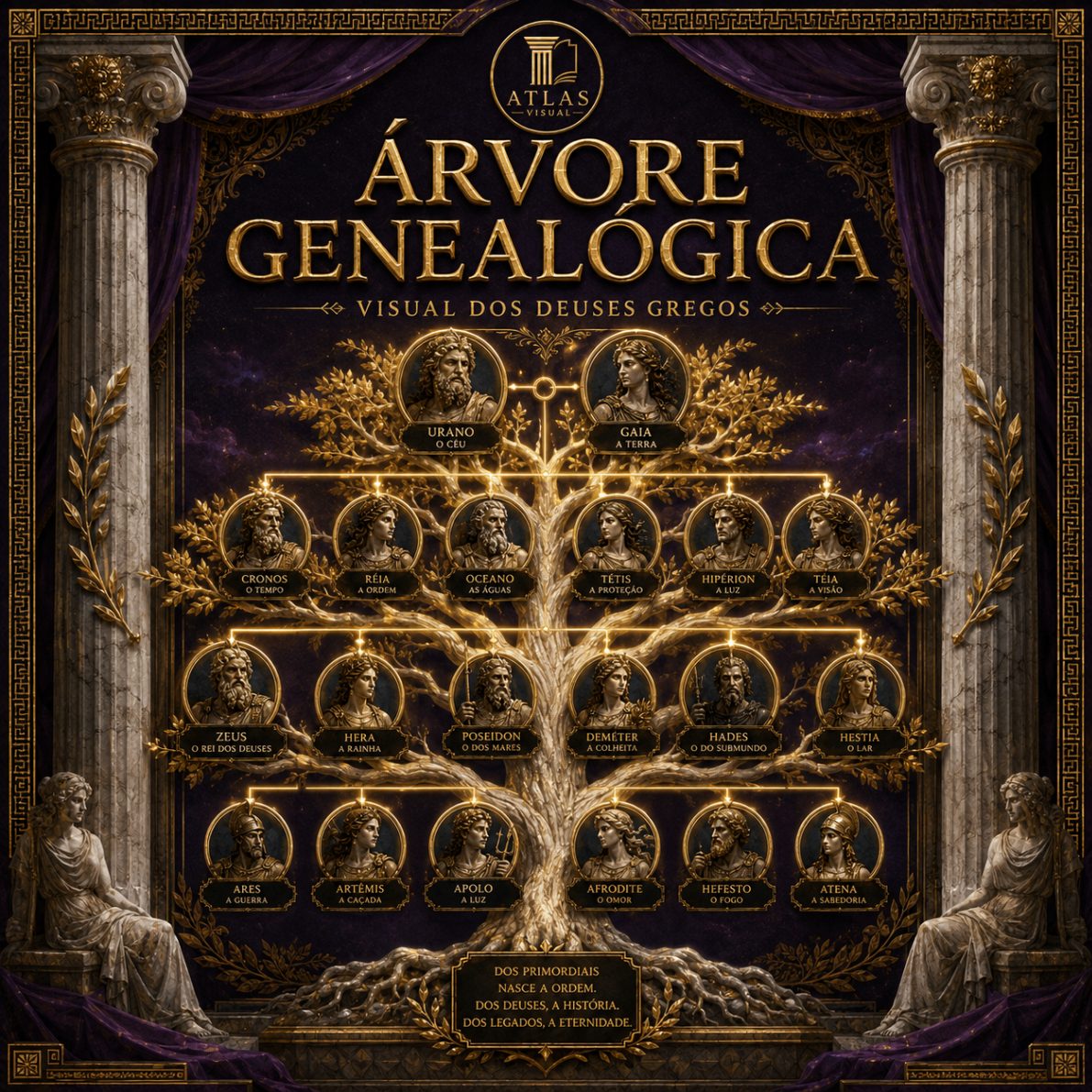 Árvore Genealógica Visual dos Deuses Gregos